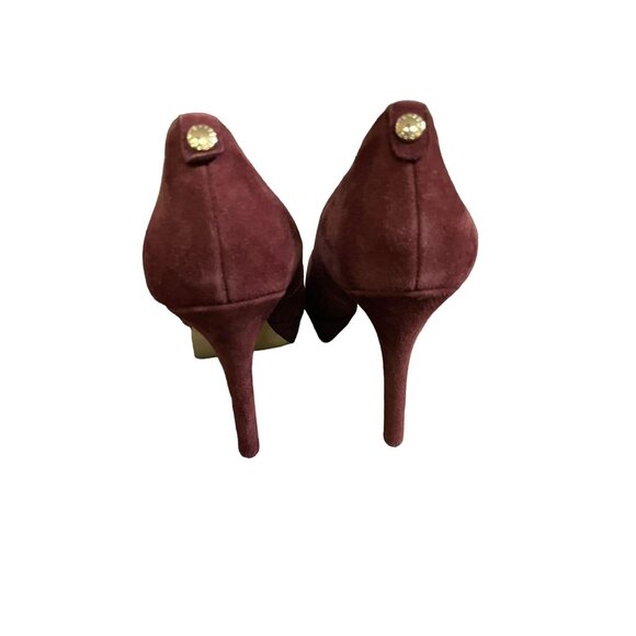 Michael Kors Platform Heals Womens 6M Used Burgundy Suede Heels - Picture 3 of 16